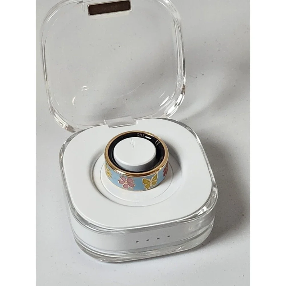 Smart Ring Enamel Flower & Butterfly Pattern Size 5